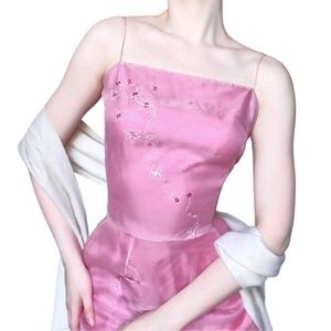 Y2k Formal Pink Two-Piece Full-Length Prom Dress